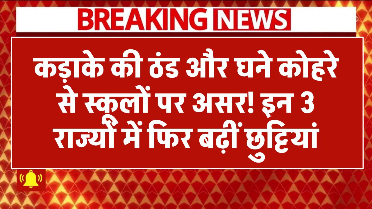 School Closed: कड़ाके की ठंड और घने कोहरे से स्कूलों पर असर! इन 3 राज्यों में फिर बढ़ीं छुट्टियां