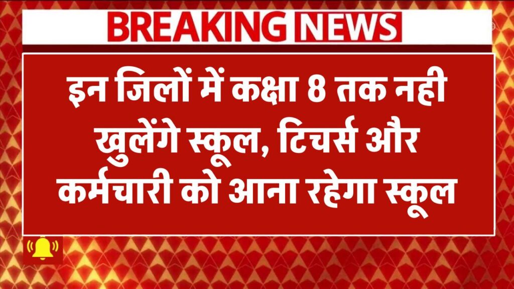 इन जिलों में कक्षा 8 तक नही खुलेंगे स्कूल, टिचर्स और कर्मचारी को आना रहेगा स्कूल School Closed